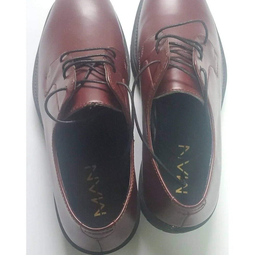 Man Burgundy Smooth Derby Faux Leather Size 8 / 42